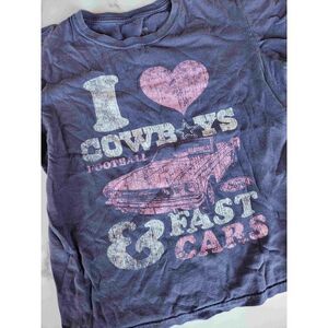 I love Dallas Cowboys football & fast cars tee shirt women's M navy short sleeve
